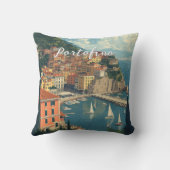 Vintage Style Portofino Genova Italy クッション (裏面)