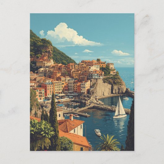 Vintage Style Portofino Genova Italy ポストカード (正面)