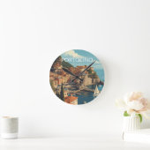 Vintage Style Portofino Genova Italy ラウンド壁時計 (ホーム)