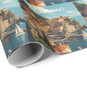 Vintage Style Portofino Genova Italy ラッピングペーパー (ロールコーナー)
