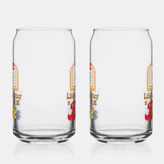 Vintage Style Reading & Library Graphic ガラス缶 (右)