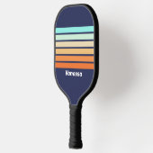 Vintage Style Retro Across Striping with Name ピックルボールラケット (左)