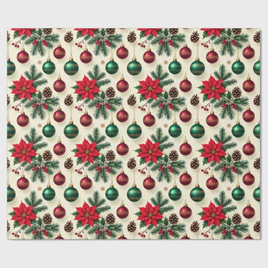 Vintage Style Retro Holiday Gift Wrap ラッピングペーパー (フラット)