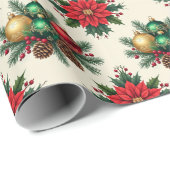 Vintage Style Retro Holiday Gift Wrap  ラッピングペーパー (ロールコーナー)