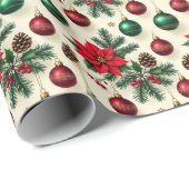 Vintage Style Retro Holiday Gift Wrap  ラッピングペーパー (ロールコーナー)