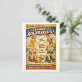 Vintage-Style Roller Skates Advertisement ポストカード (スタンド正面)