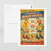 Vintage-Style Roller Skates Advertisement ポストカード (正面/裏面)