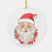Vintage Style Santa Claus Face Christmas セラミックオーナメント (正面)