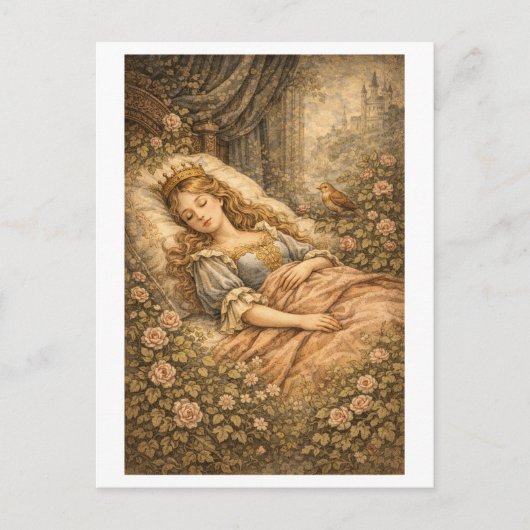 Vintage-Style Sleeping Beauty ポストカード (正面)