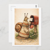 Vintage-Style Snail Mailing Postcard ポストカード (正面/裏面)