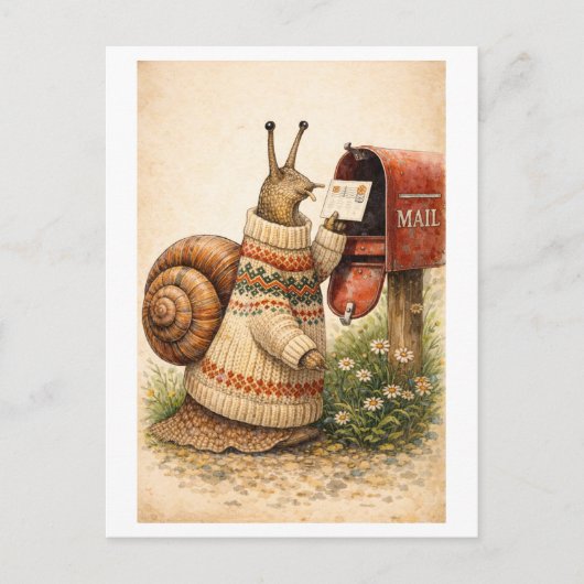 Vintage-Style Snail Mailing Postcard ポストカード (正面)