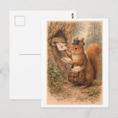 Vintage-Style Squirrel as Mailman Illustration ポストカード (正面/裏面)