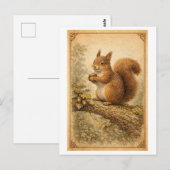 Vintage-Style Squirrel Illustration ポストカード (正面/裏面)