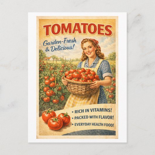 Vintage-Style Tomato Advertisement ポストカード (正面)