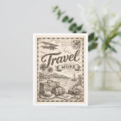 Vintage-Style "Travel More" ポストカード (スタンド正面)