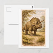Vintage-Style Triceratops lllustration ポストカード (正面/裏面)