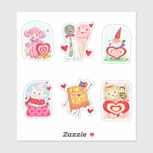 Vintage Style Valentines Sticker Sheet シール (シート)