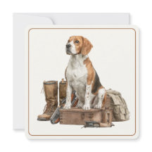 Vintage Style Watercolor Hunting Hound Dog