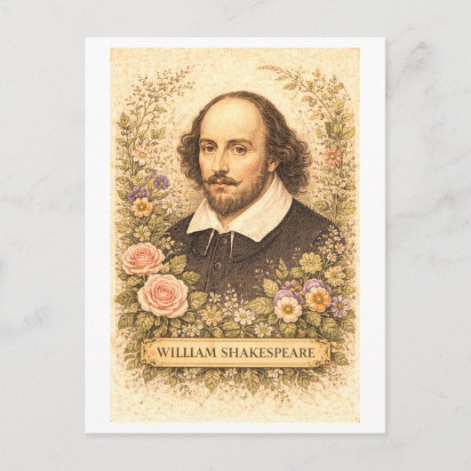 Vintage-Style William Shakespeare Author ポストカード (正面)