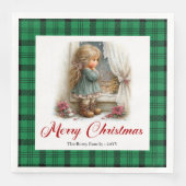 Vintage Style Winter Scene Personalized Napkins (正面)