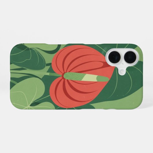 Vintage Stylized Anthurium iPhone 16ケース (裏面横)
