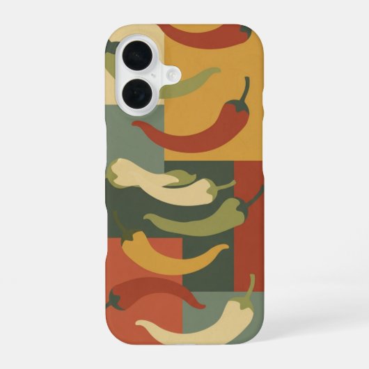 Vintage Stylized Chili Pepper Pattern iPhone 16ケース (裏面)