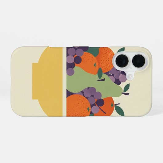 Vintage Stylized Fruit Basket iPhone 16ケース (裏面横)