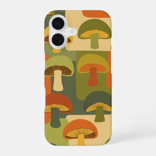 Vintage Stylized Mushroom Pattern iPhone 16ケース (裏面)