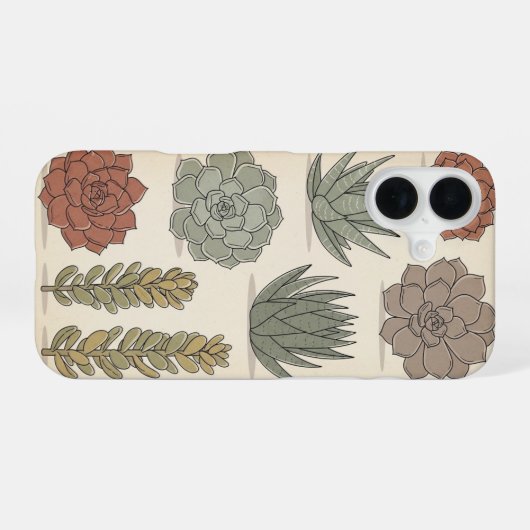 Vintage Stylized Succulents iPhone 16ケース (裏面横)