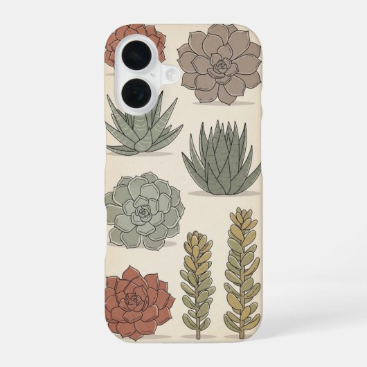 Vintage Stylized Succulents iPhone 16ケース (裏面)