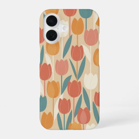 Vintage Stylized Tulips iPhone 16ケース (裏面)