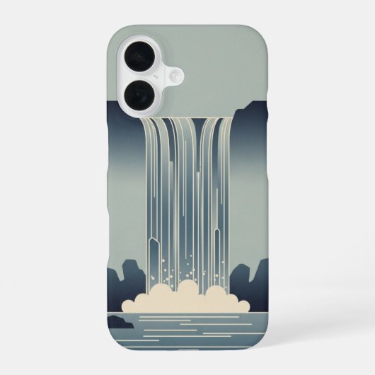 Vintage Stylized Waterfall iPhone 16ケース (裏面)