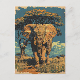 Vintage Südafrika Elefant In Der Savanne  ポストカード