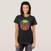 Vintage Sugar Skull Hand Illustration Calavera Tシャツ (正面フル)