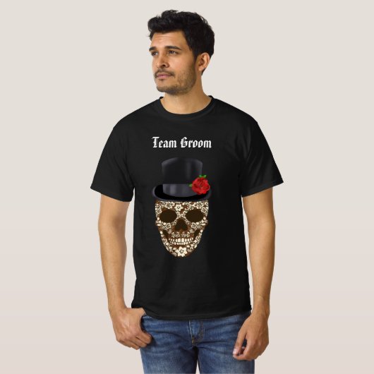 Vintage Sugar Skull Team Groom T-Shirt Tシャツ (正面フル)