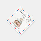 Vintage Suitcase Baby Shower Girl Adventure Postal スタンダードカクテルナプキン (角)