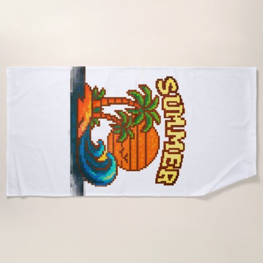 Vintage Summer Beach Vibes ビーチタオル (正面)