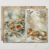 Vintage Summer Breakfast Scrapbook Paper (正面/裏面)
