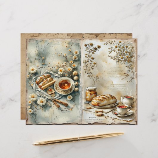 Vintage Summer Breakfast Scrapbook Paper (正面/裏面インサイチュ)