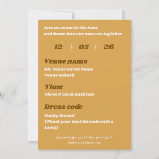 Vintage Sun Wedding Invitation 招待状 (裏面)
