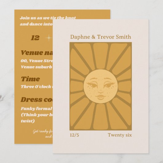 Vintage Sun Wedding Invitation 招待状 (正面/裏面)