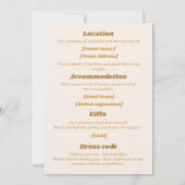 Vintage Sun Wedding Invitation Details Card 招待状 (裏面)