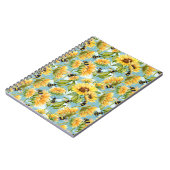 Vintage Sunflower And Bees Seamless Pattern ノートブック (左側)