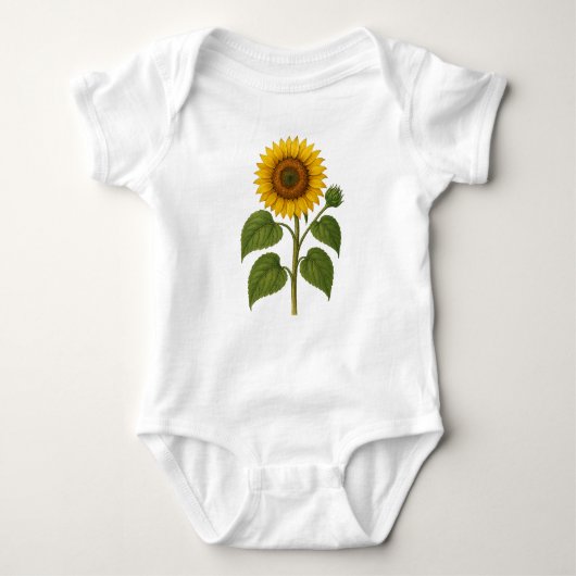 Vintage Sunflower Baby Bodysuit Cotton ベビーボディスーツ (正面)