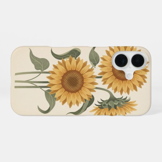 Vintage Sunflower Blooms iPhone 16ケース (裏面横)