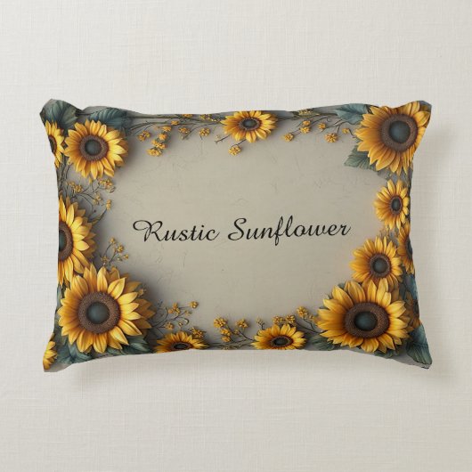 Vintage Sunflower Botanical Illustration アクセントクッション (正面)