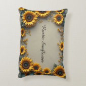 Vintage Sunflower Botanical Illustration アクセントクッション (裏面(縦))