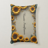 Vintage Sunflower Botanical Illustration アクセントクッション (正面(垂直))