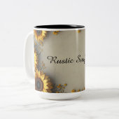 Vintage Sunflower Botanical Illustration ツートーンマグカップ (正面左)