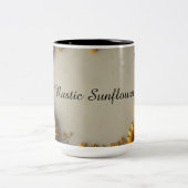 Vintage Sunflower Botanical Illustration ツートーンマグカップ (中央)